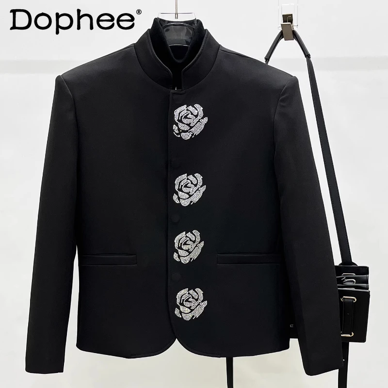 Men's 2025 Autumn New High-End Tailored Coats Trendy Rhinestone Suit Jackets Fashion Stand Collar Padded Shoulder Loose Blazers
Men's 2025 Autumn New High-End Tailored Coats Trendy Rhinestone Suit Jackets Fashion Stand Collar Padded Shoulder Loose Blazers