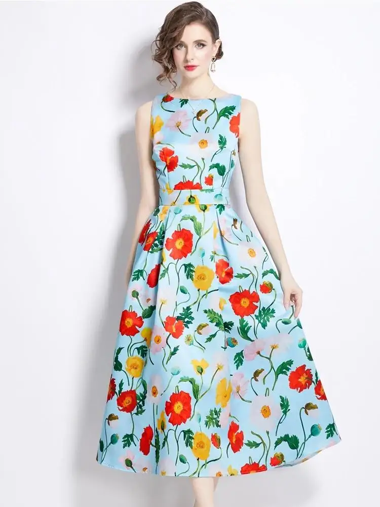 Women Summer Vest Sleeveless Birthday Graduation Midi Tank Dresses Elegant Crown Flower Print Satin A-Line Party Robe Vestidos
Women Summer Vest Sleeveless Birthday Graduation Midi Tank Dresses Elegant Crown Flower Print Satin A-Line Party Robe Vestidos