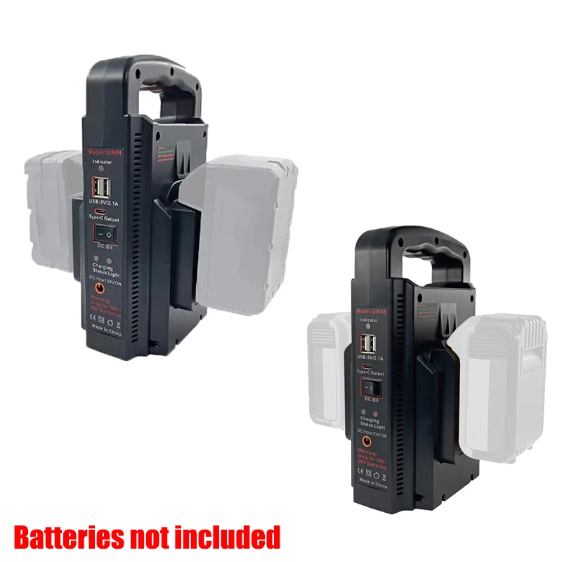 LED Portable Power Station for Makita/DW/Milwaukee/Bosch 18/20V Li-ion Batteries Dual-Channel Power Inverter with LED Work Light
LED Portable Power Station for Makita/DW/Milwaukee/Bosch 18/20V Li-ion Batteries Dual-Channel Power Inverter with LED Work Light