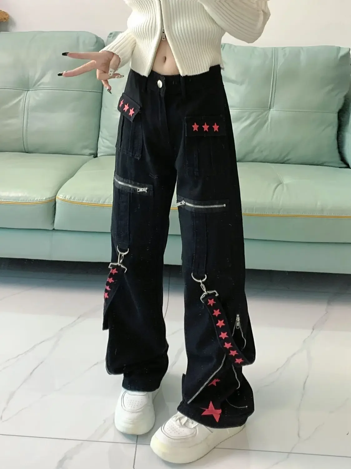 Streetwear Vintage Star Print Jeans Women Y2K American Street Retro Straight Zipper Pants Summer Harajuku Loose Trousers
Streetwear Vintage Star Print Jeans Women Y2K American Street Retro Straight Zipper Pants Summer Harajuku Loose Trousers
