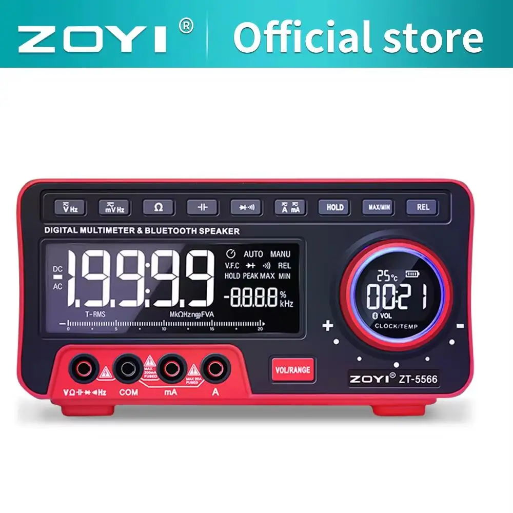 ZOYI Bluetooth Smart Digital High Precision Multimeter ZT-5566 with Burn Protection, Data Monitoring, and Voice Function, Des