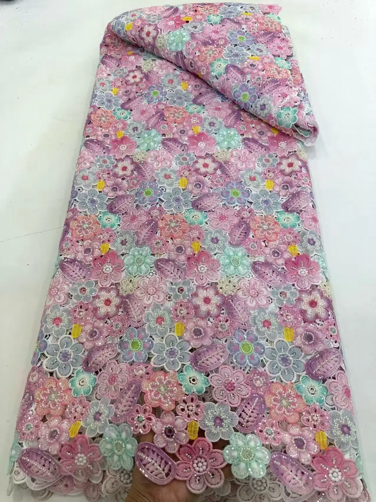 Fashion African Embroidery Floral Lace Fabric 2026 French Groom Embroidery Beaded Sequin Lace Fabric Wedding Party Dress Hm283-1
Fashion African Embroidery Floral Lace Fabric 2026 French Groom Embroidery Beaded Sequin Lace Fabric Wedding Party Dress Hm283-1