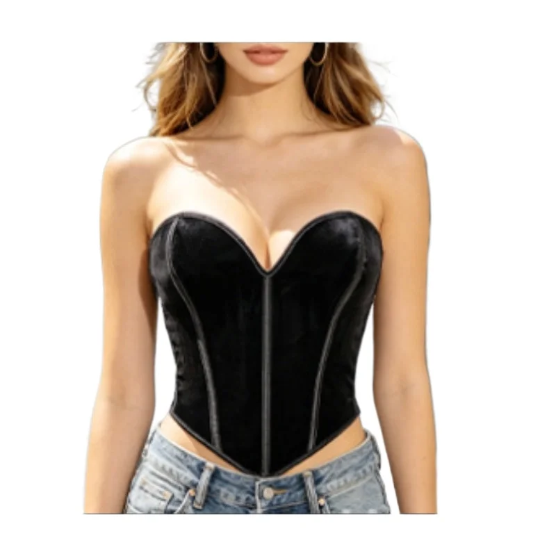 Black Velvet Strapless Corset Top Women Gothic Bustier Waist Cincher Party Clubwear Body Shaper
Black Velvet Strapless Corset Top Women Gothic Bustier Waist Cincher Party Clubwear Body Shaper