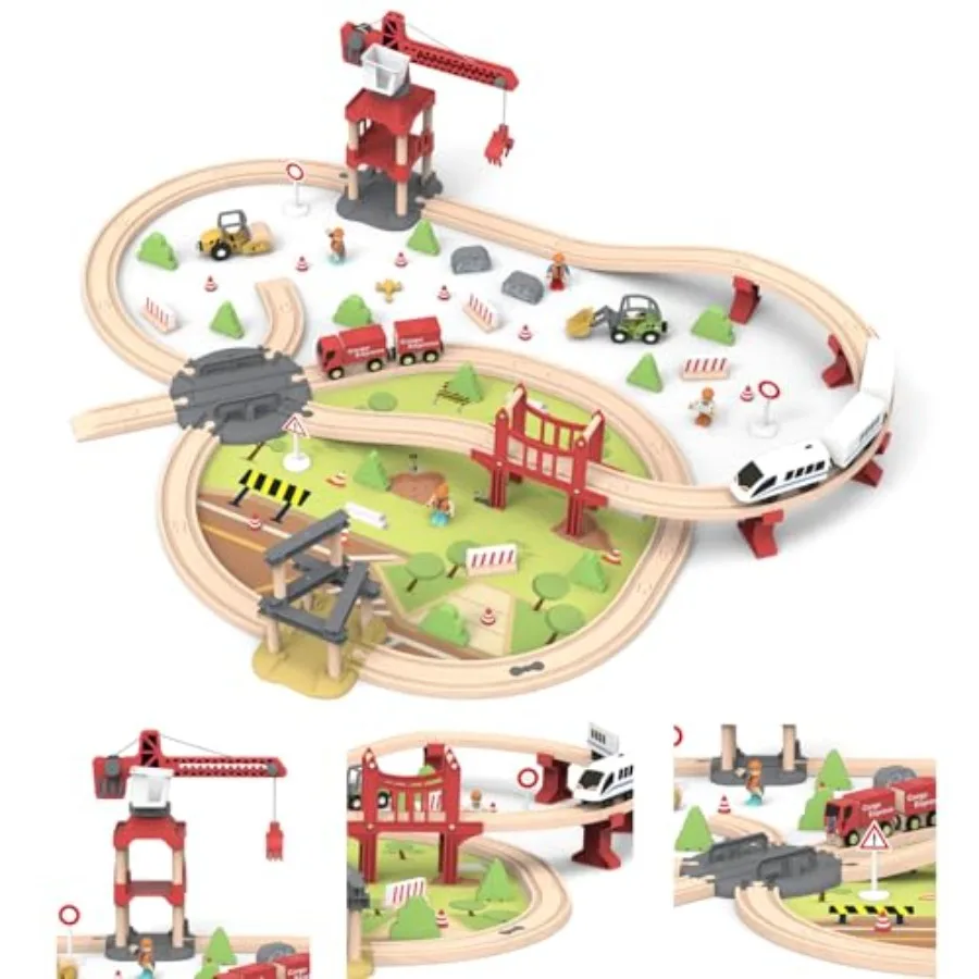 Wooden train set for toddlers ages 3-6: magnetic trains with track, natural wood finish, smooth-sanded beechwood, eco-friendly,
Wooden train set for toddlers ages 3-6: magnetic trains with track, natural wood finish, smooth-sanded beechwood, eco-friendly,