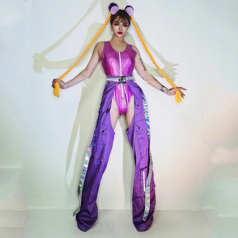 Bar Nightclub Dj Ds Gogo Costumes Purple Laser Bodysuit Hollow Pants Sexy Pole Dance Outfit Women Stage Rave Clothes XS5279
Bar Nightclub Dj Ds Gogo Costumes Purple Laser Bodysuit Hollow Pants Sexy Pole Dance Outfit Women Stage Rave Clothes XS5279