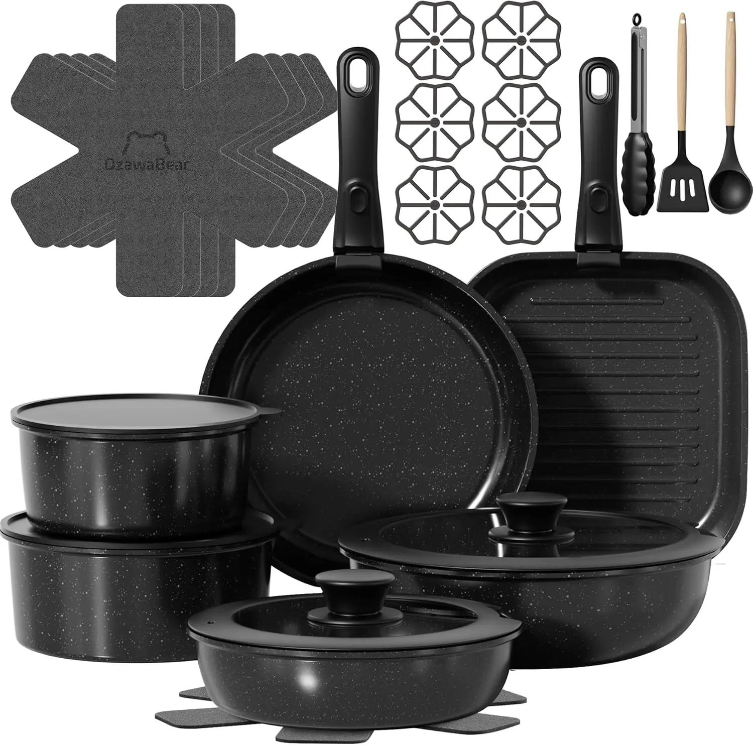 26 Pcs Pots and Pans Set Non Stick, Ceramic Cookware Non Toxic with Detachable Handles, Induction Oven Safe RV Kitchen Set, PFAS
26 Pcs Pots and Pans Set Non Stick, Ceramic Cookware Non Toxic with Detachable Handles, Induction Oven Safe RV Kitchen Set, PFAS