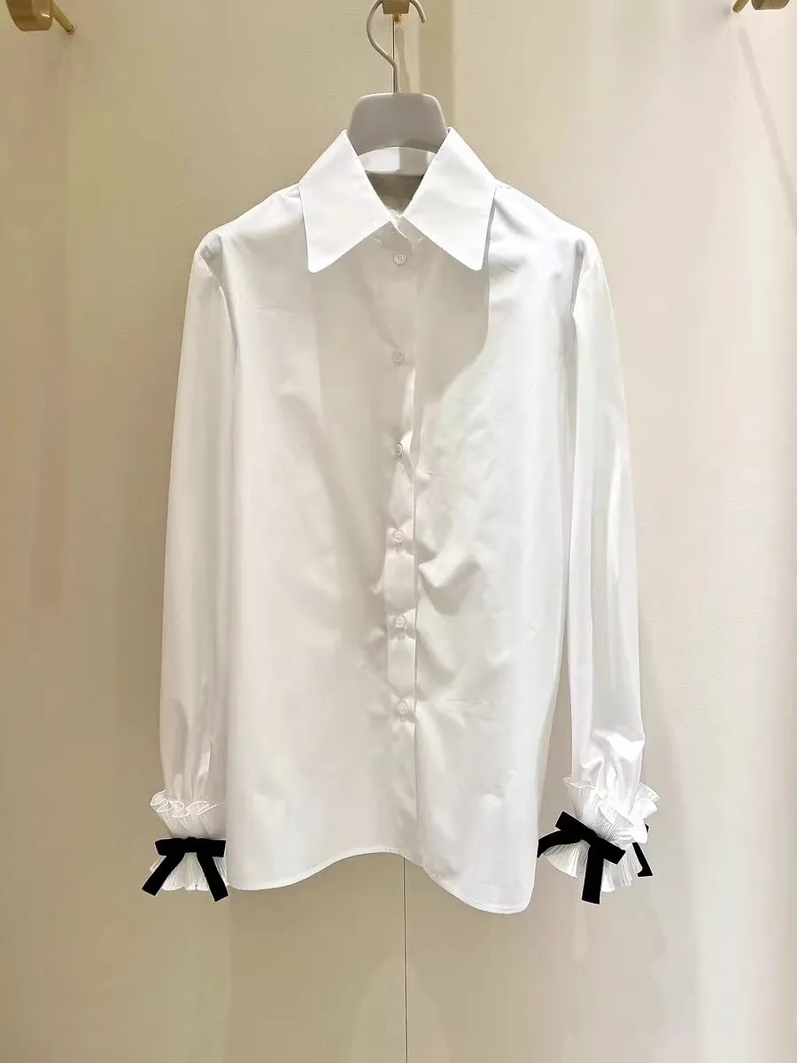 2026 Spring Preppy Style Women Loose White Shirt Turn Down Collar Long Sleeve Fashion Bow Ruffles Tops
2026 Spring Preppy Style Women Loose White Shirt Turn Down Collar Long Sleeve Fashion Bow Ruffles Tops