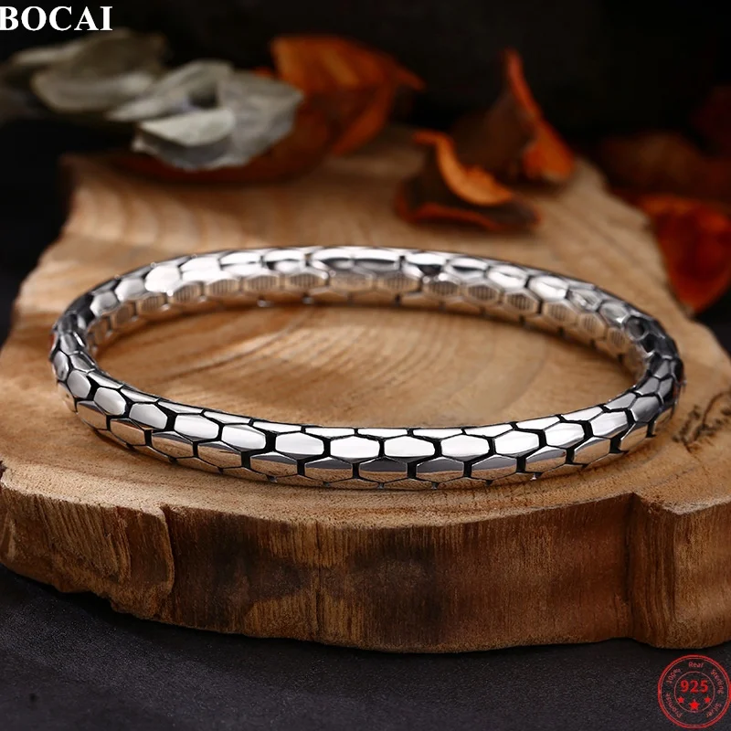 BOCAI S925 Sterling Silver Bracelets for Men Women Smooth Surface Snake Pattern 8mm Bamboo-chain Trendy Punk Jewelry Wholesale
BOCAI S925 Sterling Silver Bracelets for Men Women Smooth Surface Snake Pattern 8mm Bamboo-chain Trendy Punk Jewelry Wholesale