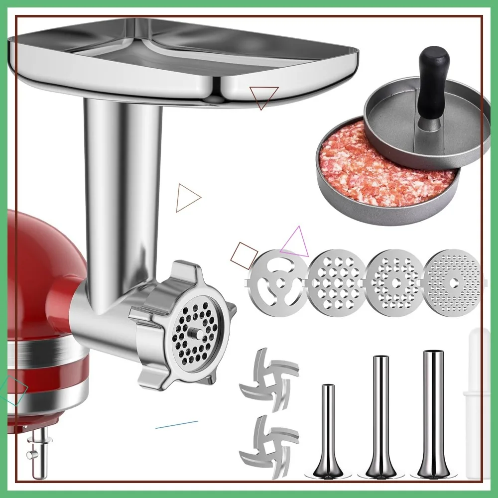 Heavy-Duty Metal Meat Grinder Attachment for Stand Mixers, Sausage Stuffer and Burger Press Included
Heavy-Duty Metal Meat Grinder Attachment for Stand Mixers, Sausage Stuffer and Burger Press Included