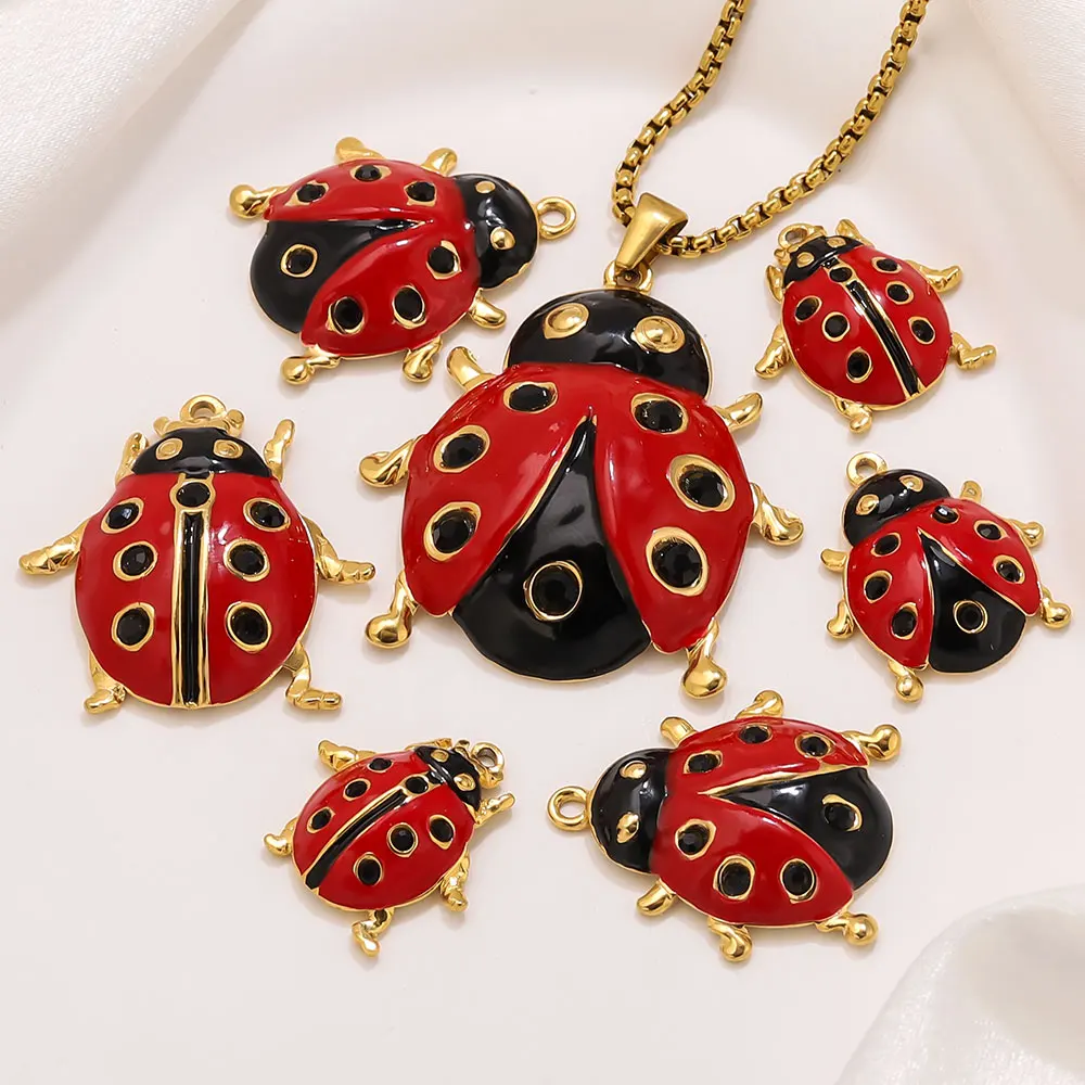 2PCS Animal Ladybug Stainless Steel Charms Gold-Plated Enamel Pendant For Jewelry Making DIY Fashion Necklaces Earrings Supplies
2PCS Animal Ladybug Stainless Steel Charms Gold-Plated Enamel Pendant For Jewelry Making DIY Fashion Necklaces Earrings Supplies