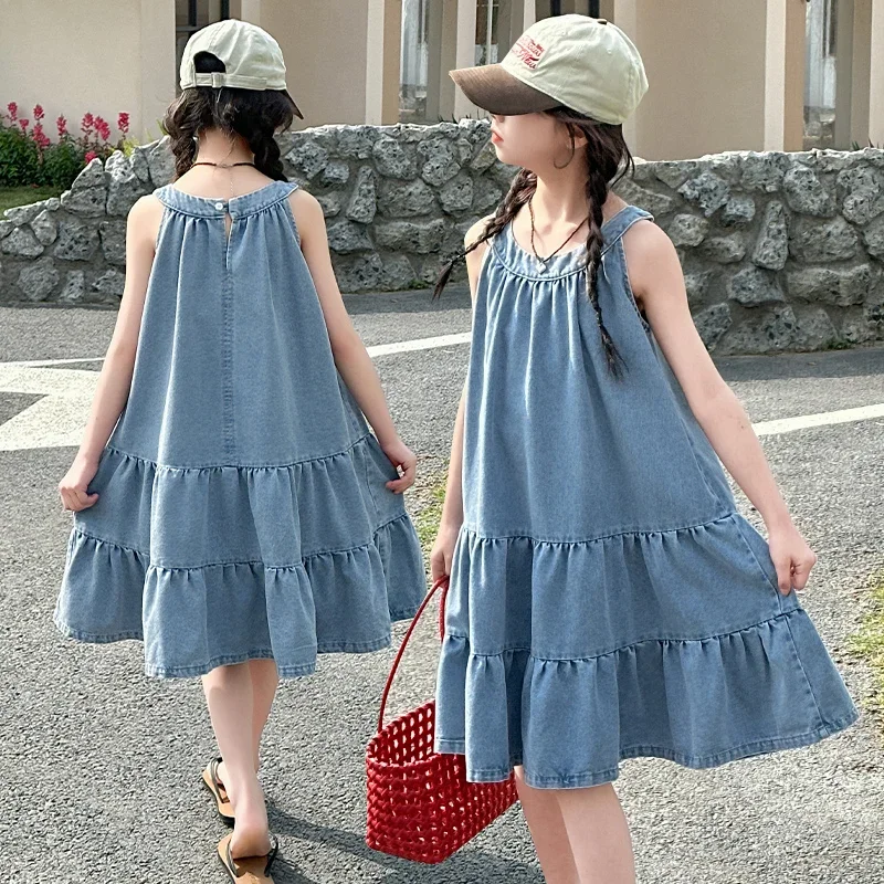 New Summer Kids Sleeveless Denim Dress for Girl Casual A-line Jeans Dress Outfit Teen Child Fashion Streetwear Vacation Clothing
New Summer Kids Sleeveless Denim Dress for Girl Casual A-line Jeans Dress Outfit Teen Child Fashion Streetwear Vacation Clothing