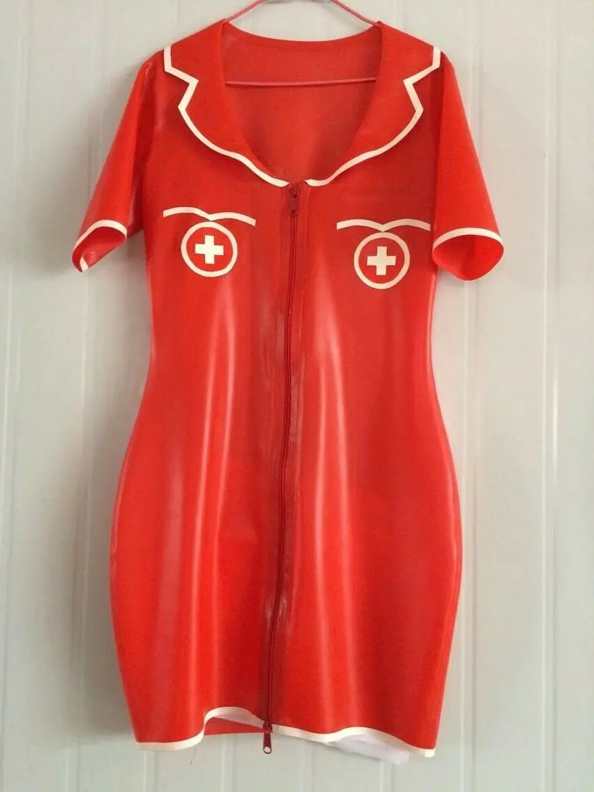 100% Latex Gummi Rot Mini Kurzarm Kleider Cosplay Dress Front zip 0.4mm S-XXL 
100% Latex Gummi Rot Mini Kurzarm Kleider Cosplay Dress Front zip 0.4mm S-XXL