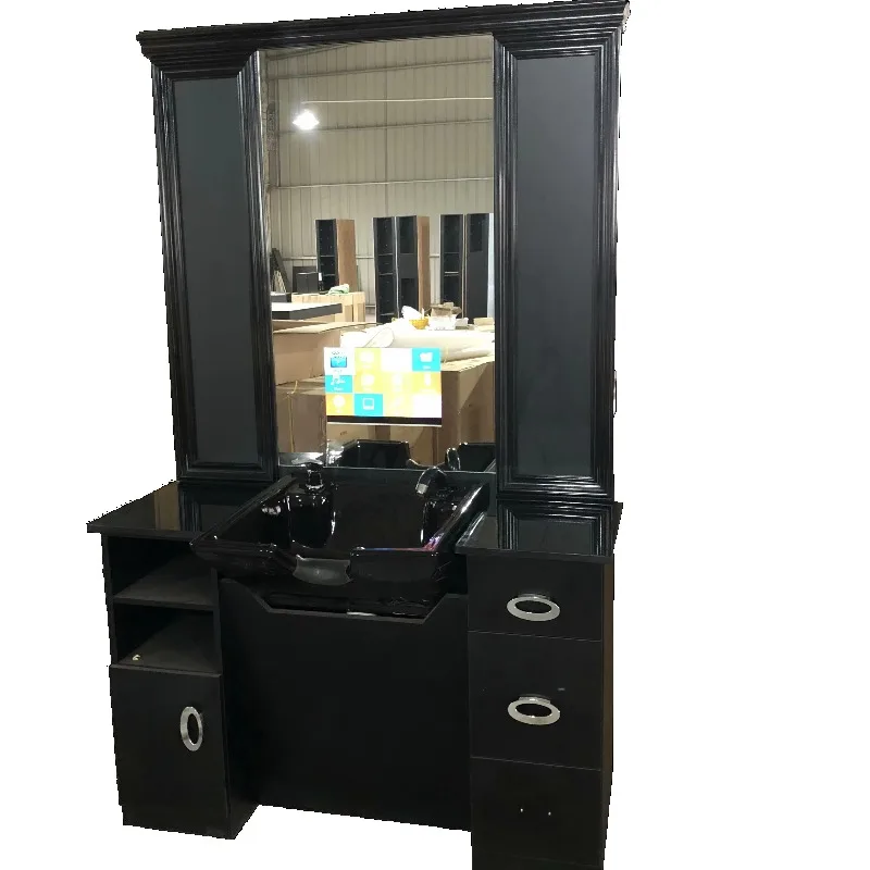 Wooden Cabinet Shape Hair Salon Furniture Station Barber Unit Mirror Station Set with Drawer Shampoo Bowl Sink Locker
Wooden Cabinet Shape Hair Salon Furniture Station Barber Unit Mirror Station Set with Drawer Shampoo Bowl Sink Locker