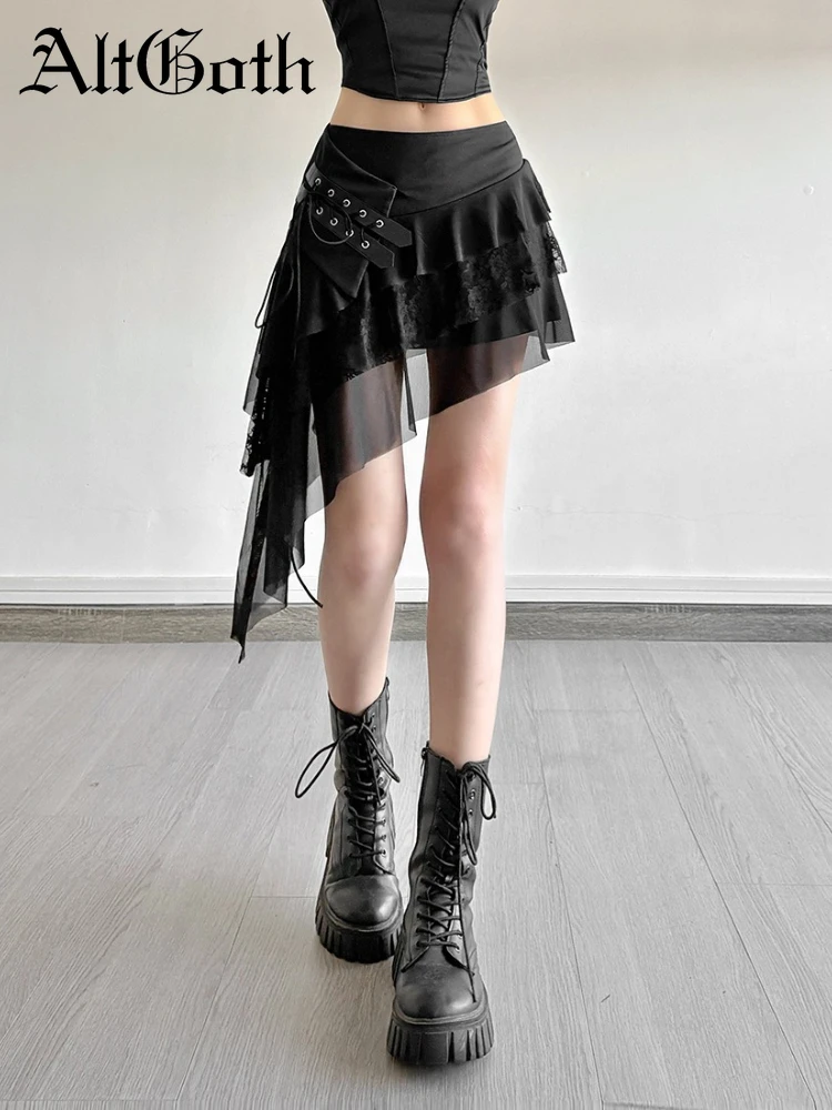 AltGoth Streetwear Cyber Punk Skirt Women Mall Gothic Aesthetic Y2k E-girl Harajuku Grunge Eyelet Patchwork Irregular Hem Skirt
AltGoth Streetwear Cyber Punk Skirt Women Mall Gothic Aesthetic Y2k E-girl Harajuku Grunge Eyelet Patchwork Irregular Hem Skirt