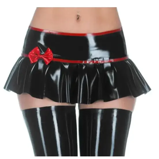 Handmade Sexy Black and Red Trims Sexy Mini Latex Skirts with Bow Short without Zippers Cosplay
Handmade Sexy Black and Red Trims Sexy Mini Latex Skirts with Bow Short without Zippers Cosplay