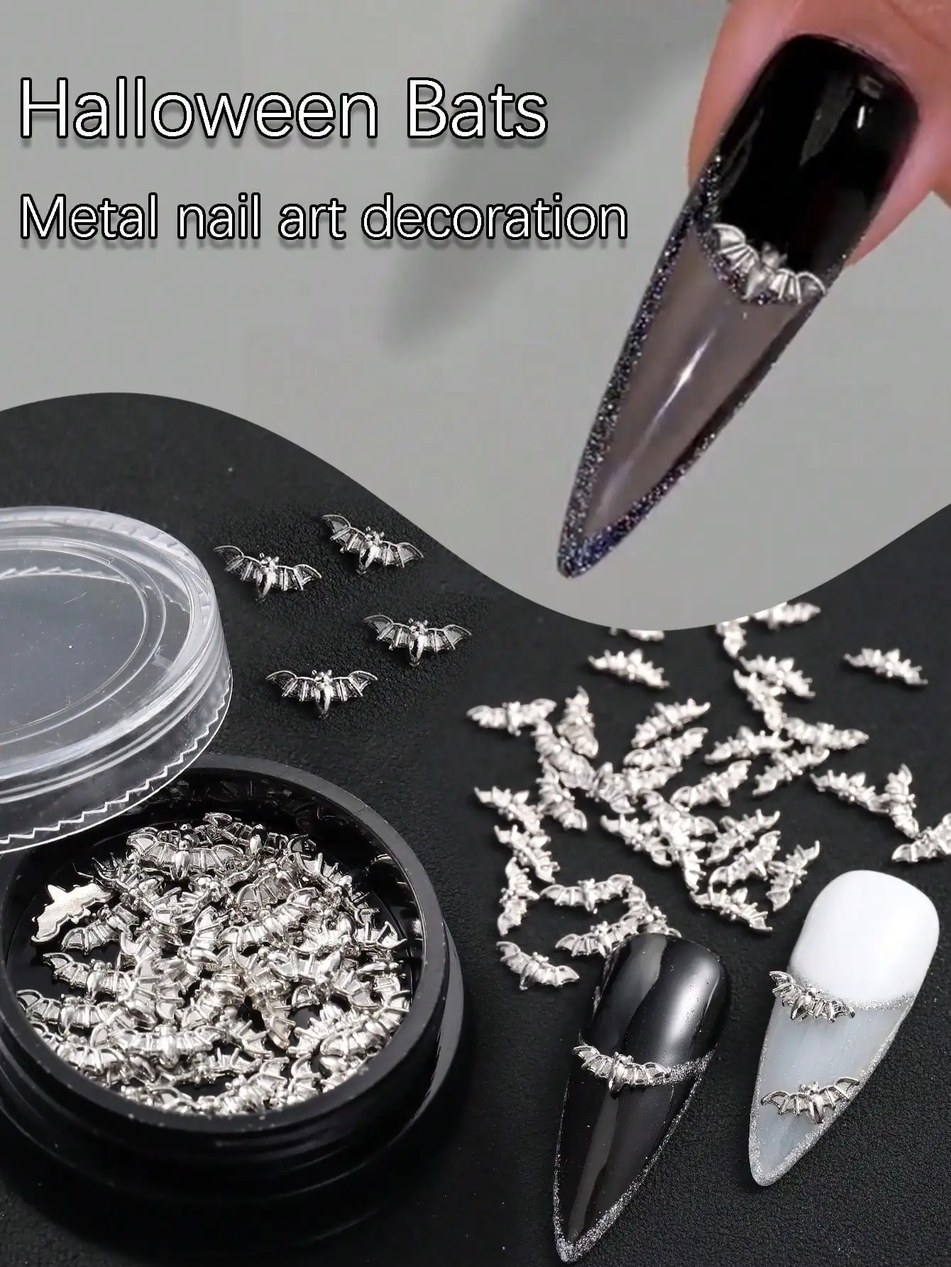 1 Bottle Mini Cute Bat Metal Decor, Y2K Grunge Style Nail Art DIY Decoration Nails Nail Supplies
1 Bottle Mini Cute Bat Metal Decor, Y2K Grunge Style Nail Art DIY Decoration Nails Nail Supplies