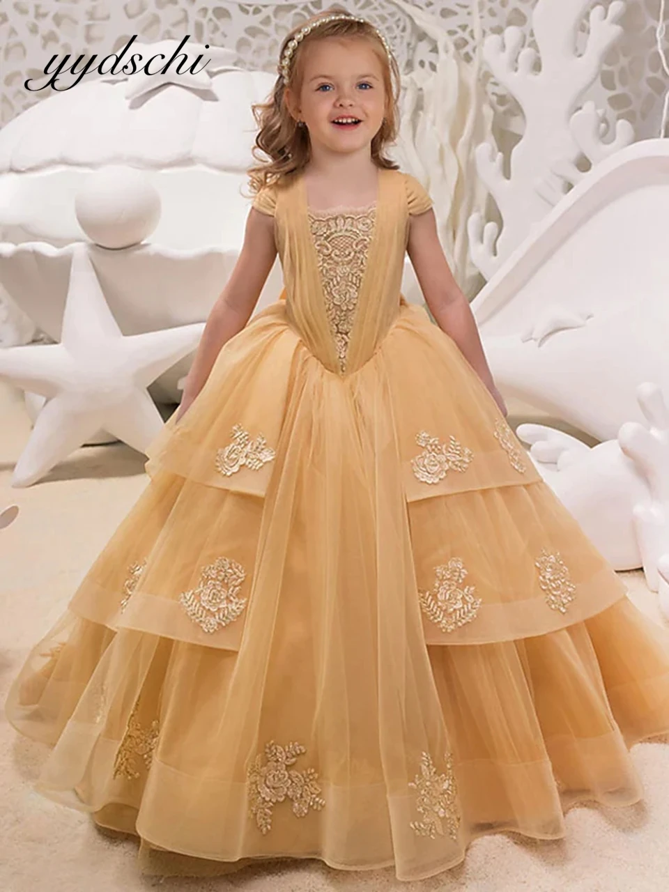 Flower Girl Dresses For Wedding Party Tulle Ruffle Pleated Short Sleeves Square Neck
Flower Girl Dresses For Wedding Party Tulle Ruffle Pleated Short Sleeves Square Neck