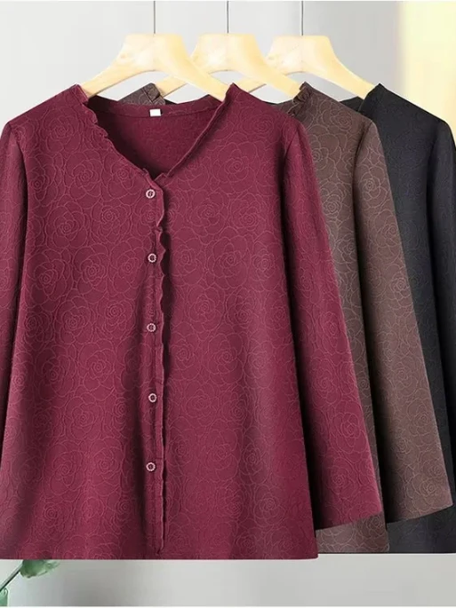 plus Size Women's Long Sleeve V-Neck Embroidered Shirt Loose Slimming Mid-Aged Mommy Style Korean Fashion Autumn Wear
plus Size Women's Long Sleeve V-Neck Embroidered Shirt Loose Slimming Mid-Aged Mommy Style Korean Fashion Autumn Wear