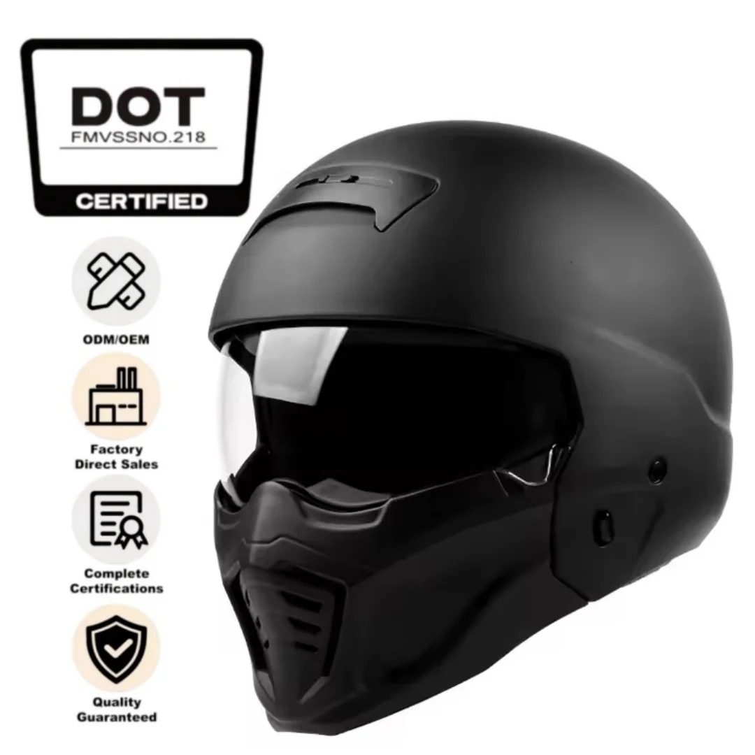 3-in-1 Motorcycle Helmet, Retro Style with Scorpion Print, Detachable Chin Protector & Air Vent, OEM ODM Custom Support
3-in-1 Motorcycle Helmet, Retro Style with Scorpion Print, Detachable Chin Protector & Air Vent, OEM ODM Custom Support