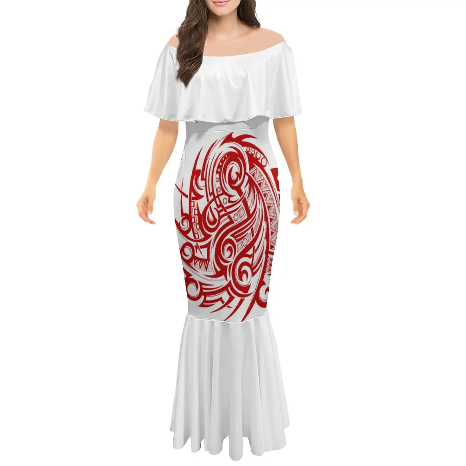 Sublimation Print Drape Off Shoulder Mermaid Dress Polynesian Tribal Customized On Demand Trendy One Shoulder Fishtail Dresses
Sublimation Print Drape Off Shoulder Mermaid Dress Polynesian Tribal Customized On Demand Trendy One Shoulder Fishtail Dresses