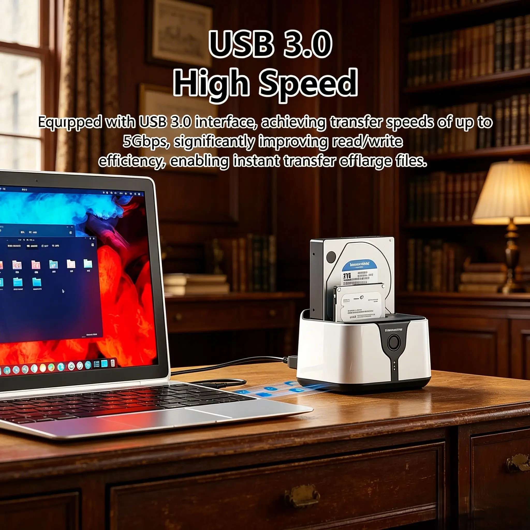 2-Bay HDD SSD Enclosure Docking Station SATA to USB 3.0 Adapter Offline Clone Compatible with 2.5/3.5 Inch SSD HDD
2-Bay HDD SSD Enclosure Docking Station SATA to USB 3.0 Adapter Offline Clone Compatible with 2.5/3.5 Inch SSD HDD