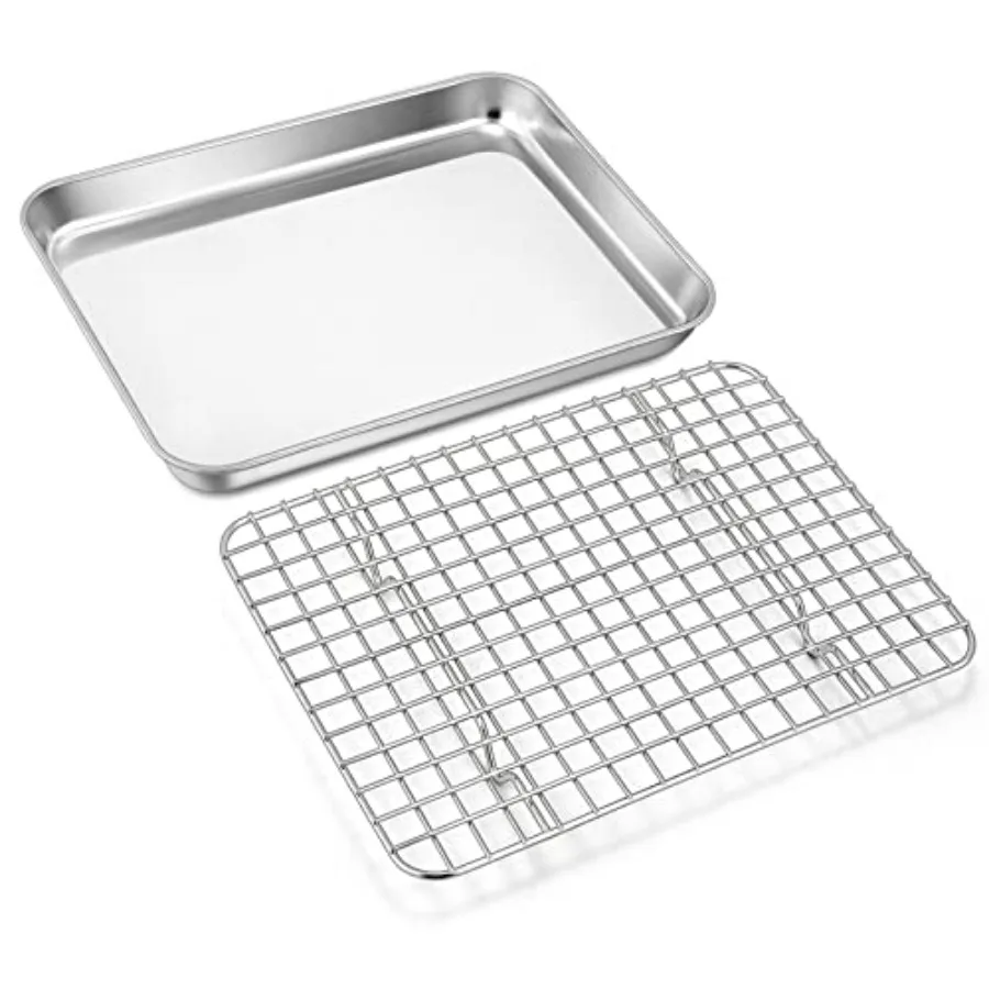 Baking Sheet Pan with Cooling Rack Set, Staless Steel Toaster Oven Tray Pans with Grid Racks, Rectangular Bakeware for Cookie/B
Baking Sheet Pan with Cooling Rack Set, Staless Steel Toaster Oven Tray Pans with Grid Racks, Rectangular Bakeware for Cookie/B