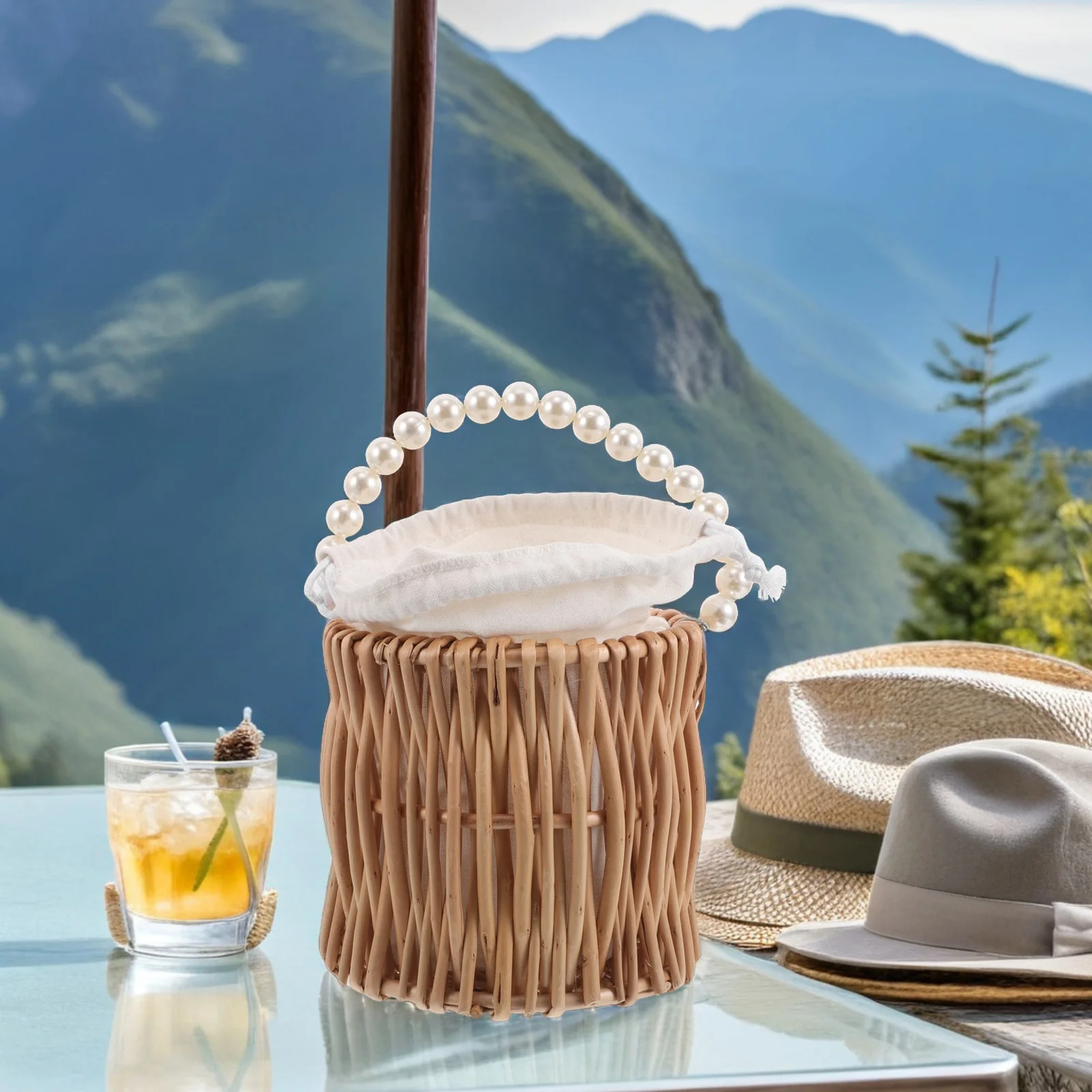 Wedding Flower Wicker Rattan Flower Basket Handwoven Baskets Pearl Handle Lightweight Beach Bag Wallet Round Rattan Storage
Wedding Flower Wicker Rattan Flower Basket Handwoven Baskets Pearl Handle Lightweight Beach Bag Wallet Round Rattan Storage