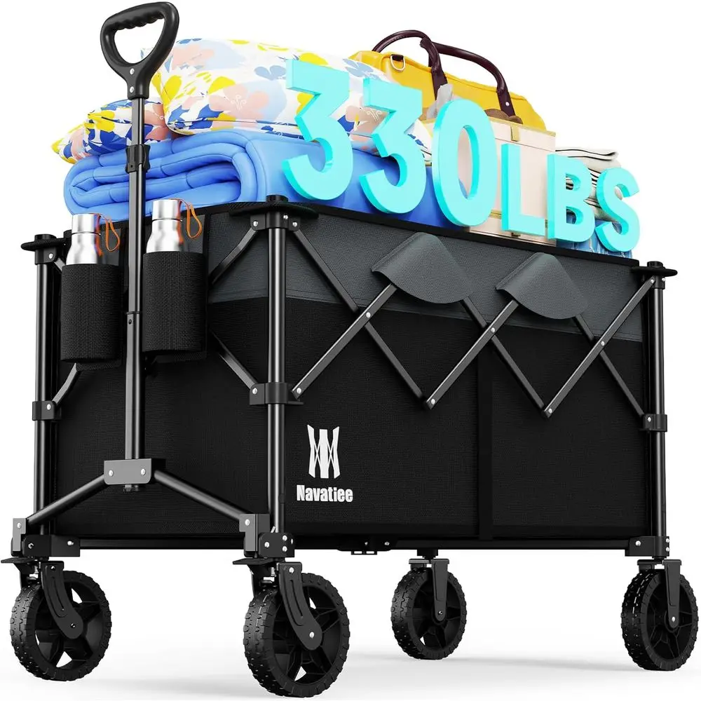 Large Collapsible Utility Wagon with Silent All-Terrain Wheels, 330Lbs Capacity, Ideal for Camping and Outdoor Shopping
Large Collapsible Utility Wagon with Silent All-Terrain Wheels, 330Lbs Capacity, Ideal for Camping and Outdoor Shopping