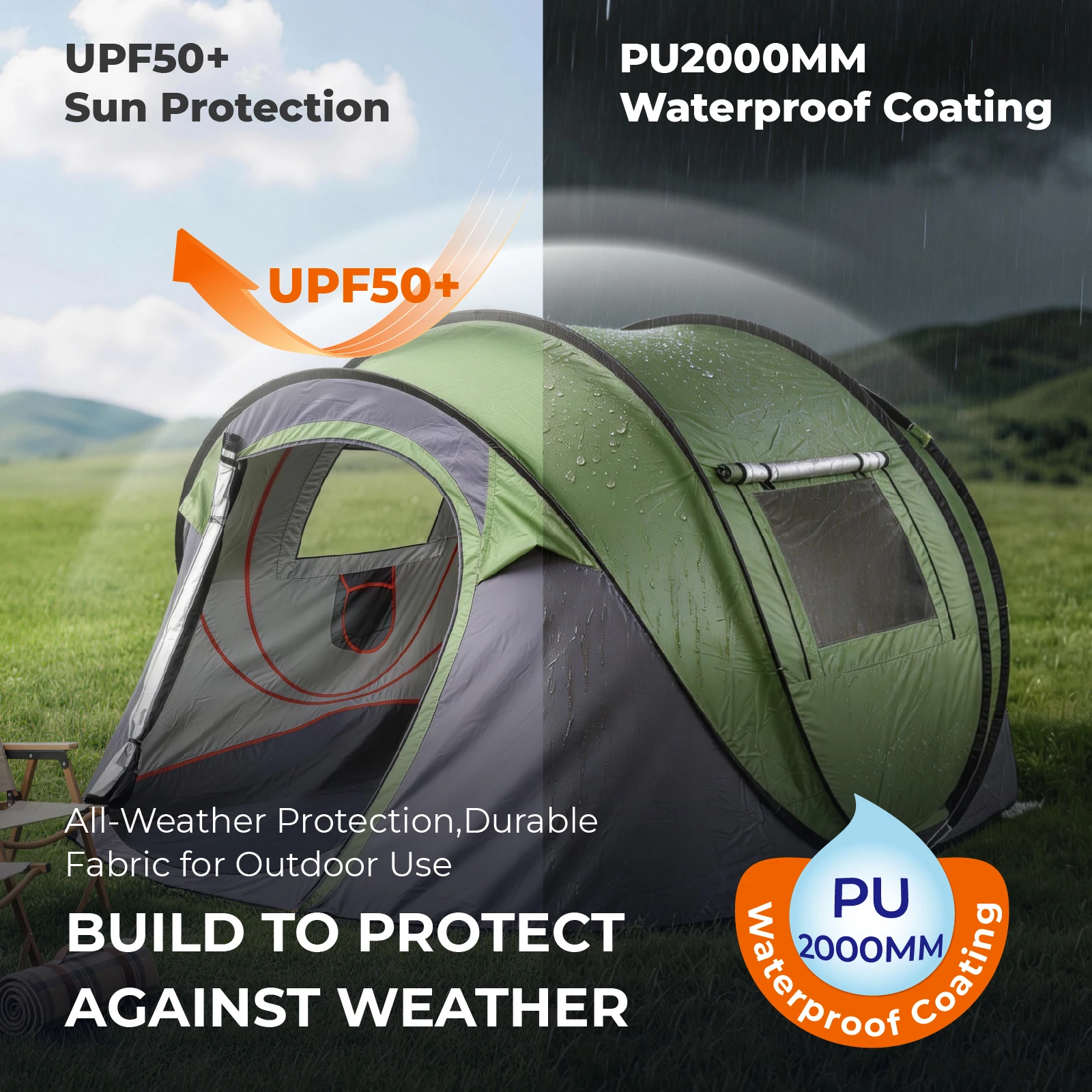 4 Person Pop Up Camping Tent Instant Setup Waterproof Family Tent with Front Awning Automatic Throw Pop Up Tent 280x200x120cm Green Outdoor Tent for Hiking Beach Backpacking 3-4 People
4 Person Pop Up Camping Tent Instant Setup Waterproof Family Tent with Front Awning Automatic Throw Pop Up Tent 280x200x120cm Green Outdoor Tent for Hiking Beach Backpacking 3-4 People