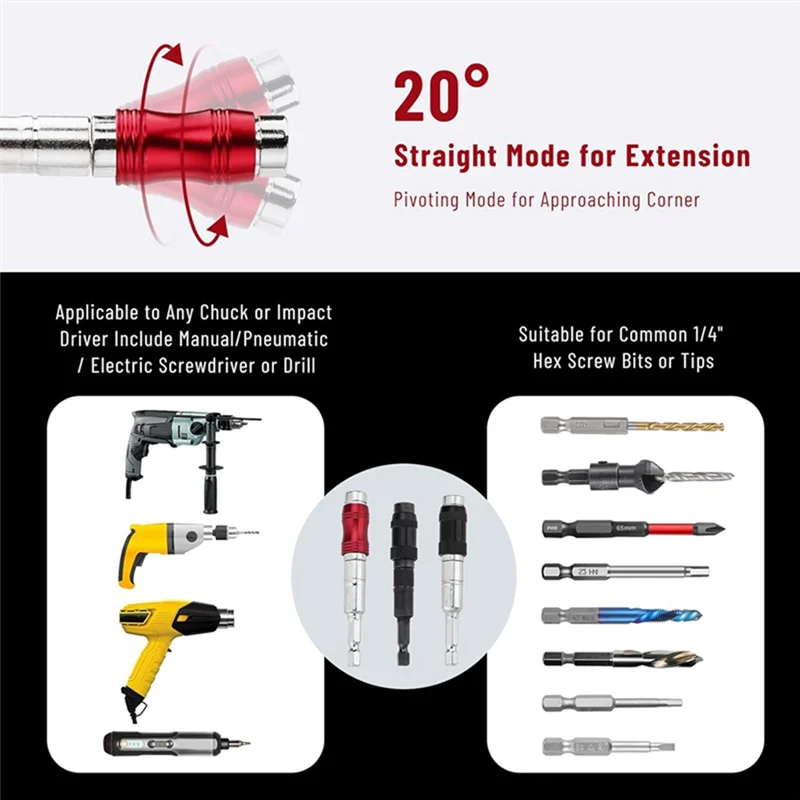 【Best Selling】3 Pivoting Bit Tip Holder And 12 Bit Holder Keychain 1/4 Inch Pivot Drill Bit Holder Quick Release Knuckle Bits Ho
【Best Selling】3 Pivoting Bit Tip Holder And 12 Bit Holder Keychain 1/4 Inch Pivot Drill Bit Holder Quick Release Knuckle Bits Ho