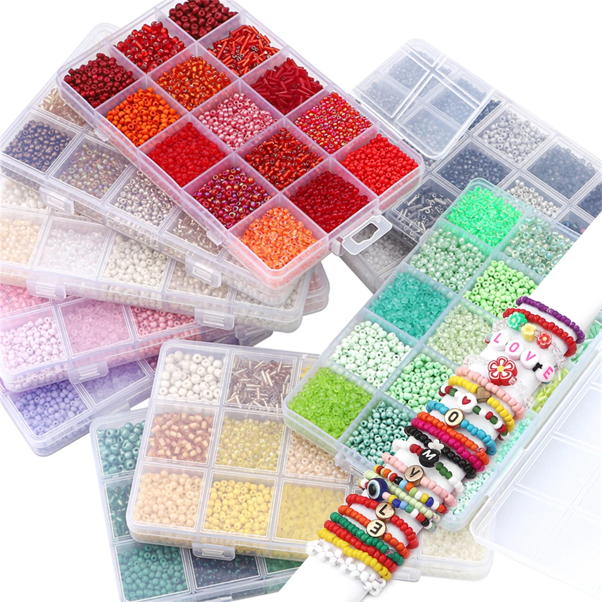 Ultimate Glass Bead Craft Kit - 15-Grid Organizer w/150g Rice & Tube Beads (10g per Grid) for Jewelry, Keychains & DIY Accessor
Ultimate Glass Bead Craft Kit - 15-Grid Organizer w/150g Rice & Tube Beads (10g per Grid) for Jewelry, Keychains & DIY Accessor