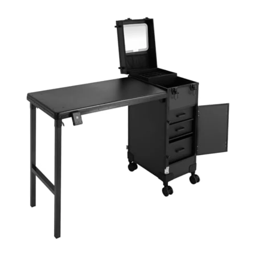 Portable manicure table for beauty salons and barbershops, aluminum alloy frame, white color, foldable design with LED light an
Portable manicure table for beauty salons and barbershops, aluminum alloy frame, white color, foldable design with LED light an