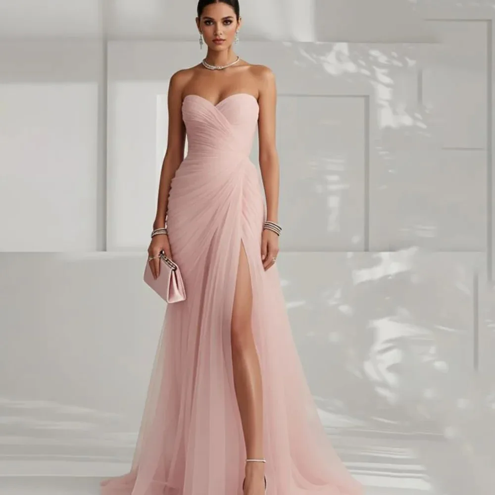 Modest Crepe Evening Dress Strapless Sweetheart Flowy Princess Prom Dresses Pleats Illsion Puff Party Gowns Customized
Modest Crepe Evening Dress Strapless Sweetheart Flowy Princess Prom Dresses Pleats Illsion Puff Party Gowns Customized