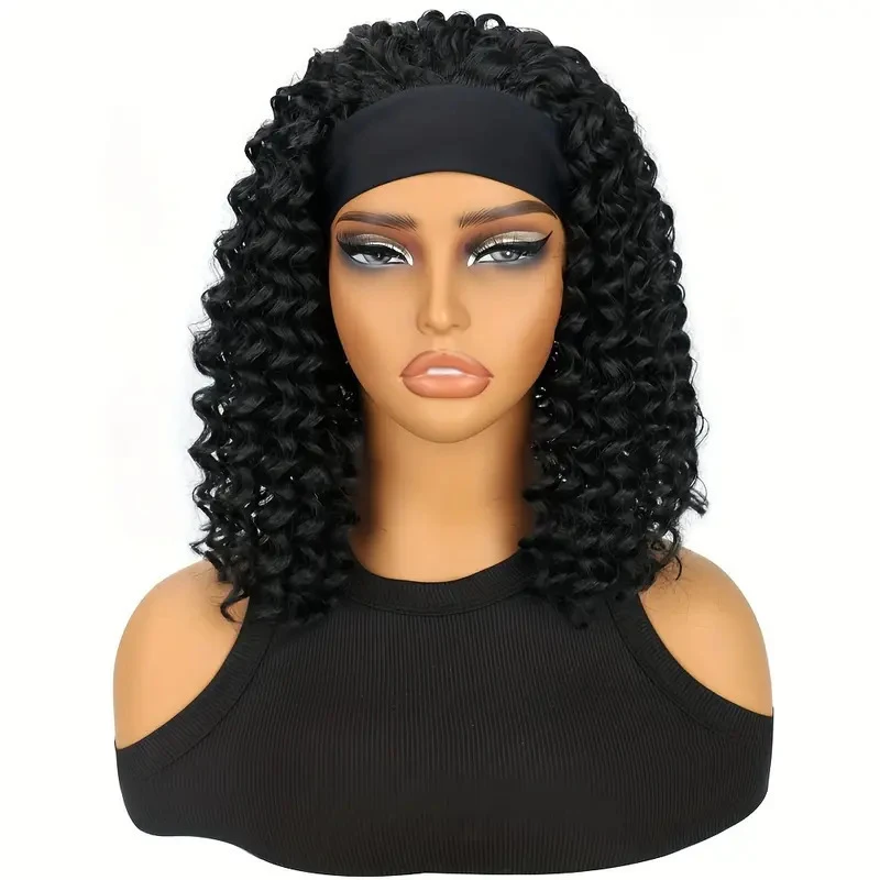 Wig for African women, black small curly hair with synthetic fiber headband
Wig for African women, black small curly hair with synthetic fiber headband