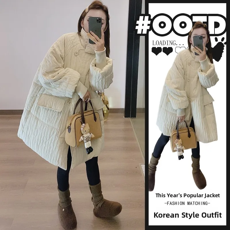 Elegant Casual Midi Cotton Jacket Autumn Winter Korean Style Hepburn Style Fashionable Anti-Aging Folded Coat Long Sleeve Zipper
Elegant Casual Midi Cotton Jacket Autumn Winter Korean Style Hepburn Style Fashionable Anti-Aging Folded Coat Long Sleeve Zipper