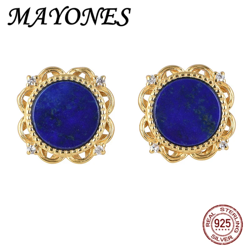 NEW S925 Silver Gold-plated Inlaid Natural Lapis Lazuli Square Earrings For Women Fashionable And Simple Temperament Jewelry
NEW S925 Silver Gold-plated Inlaid Natural Lapis Lazuli Square Earrings For Women Fashionable And Simple Temperament Jewelry