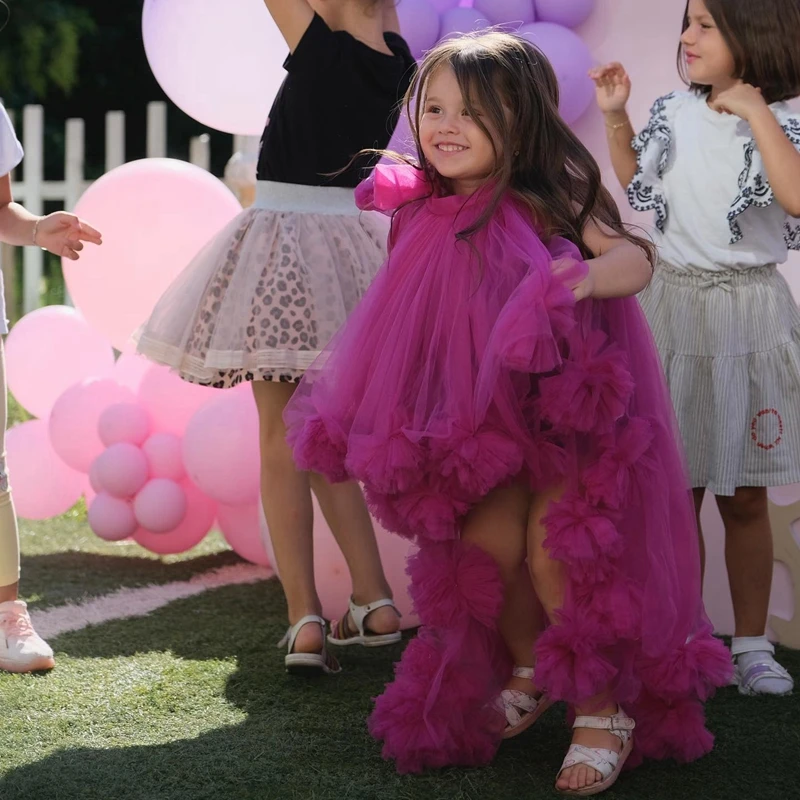 Cute High Low Tulle Pompon Ball Flower Girl Dress Pretty Mesh Floral Long Kids Brithday Party Dresses Custom Made Christmas Gown
Cute High Low Tulle Pompon Ball Flower Girl Dress Pretty Mesh Floral Long Kids Brithday Party Dresses Custom Made Christmas Gown