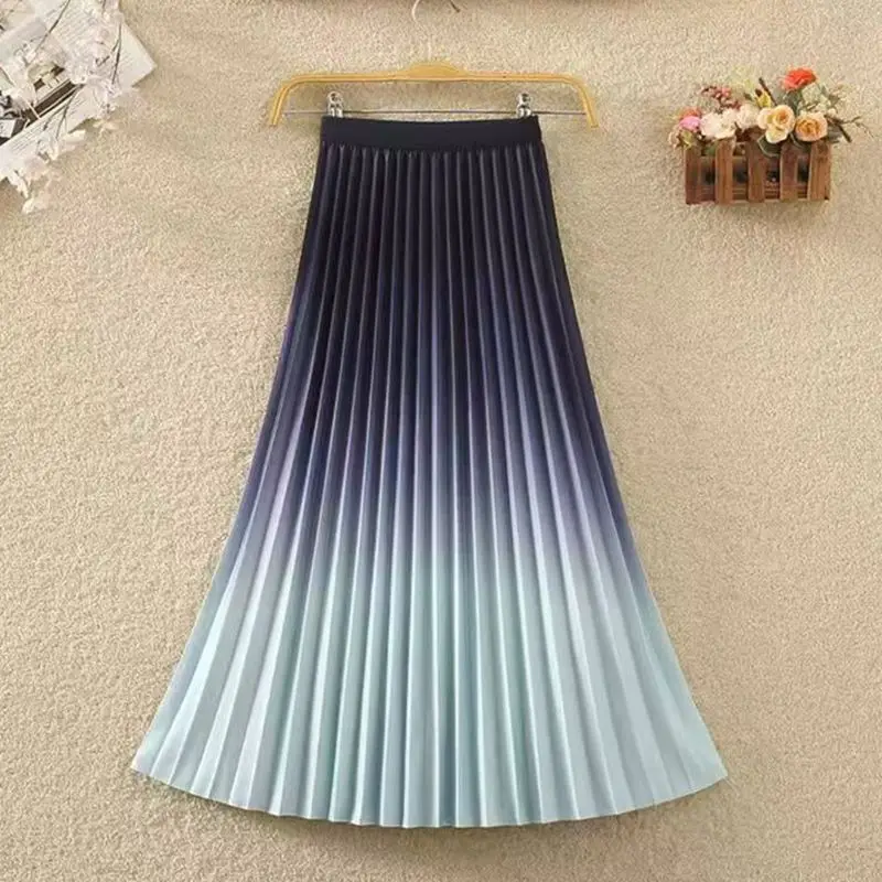 Gradient Color Pleated Skirt Women Spring Summer Elastic High Waist Fashion Work Party Midi Long Skirt 2025 New
Gradient Color Pleated Skirt Women Spring Summer Elastic High Waist Fashion Work Party Midi Long Skirt 2025 New
