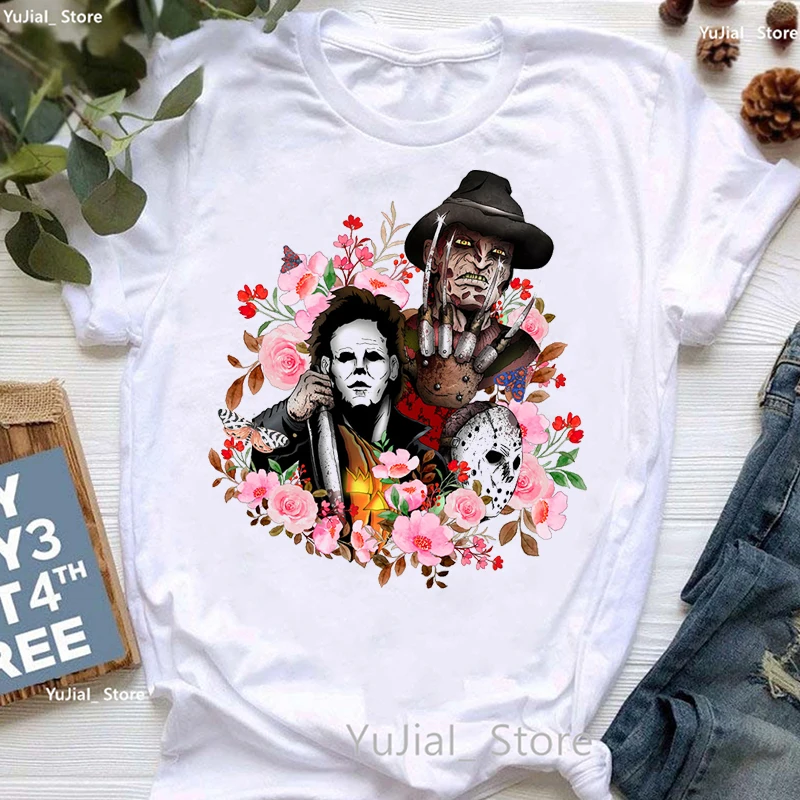 Horror Movie Flowers Print T Shirt Women Halloween Gift Tshirt Female Summer Fashion Tops Tee Shirt Femme Harajuku Shirt
Horror Movie Flowers Print T Shirt Women Halloween Gift Tshirt Female Summer Fashion Tops Tee Shirt Femme Harajuku Shirt