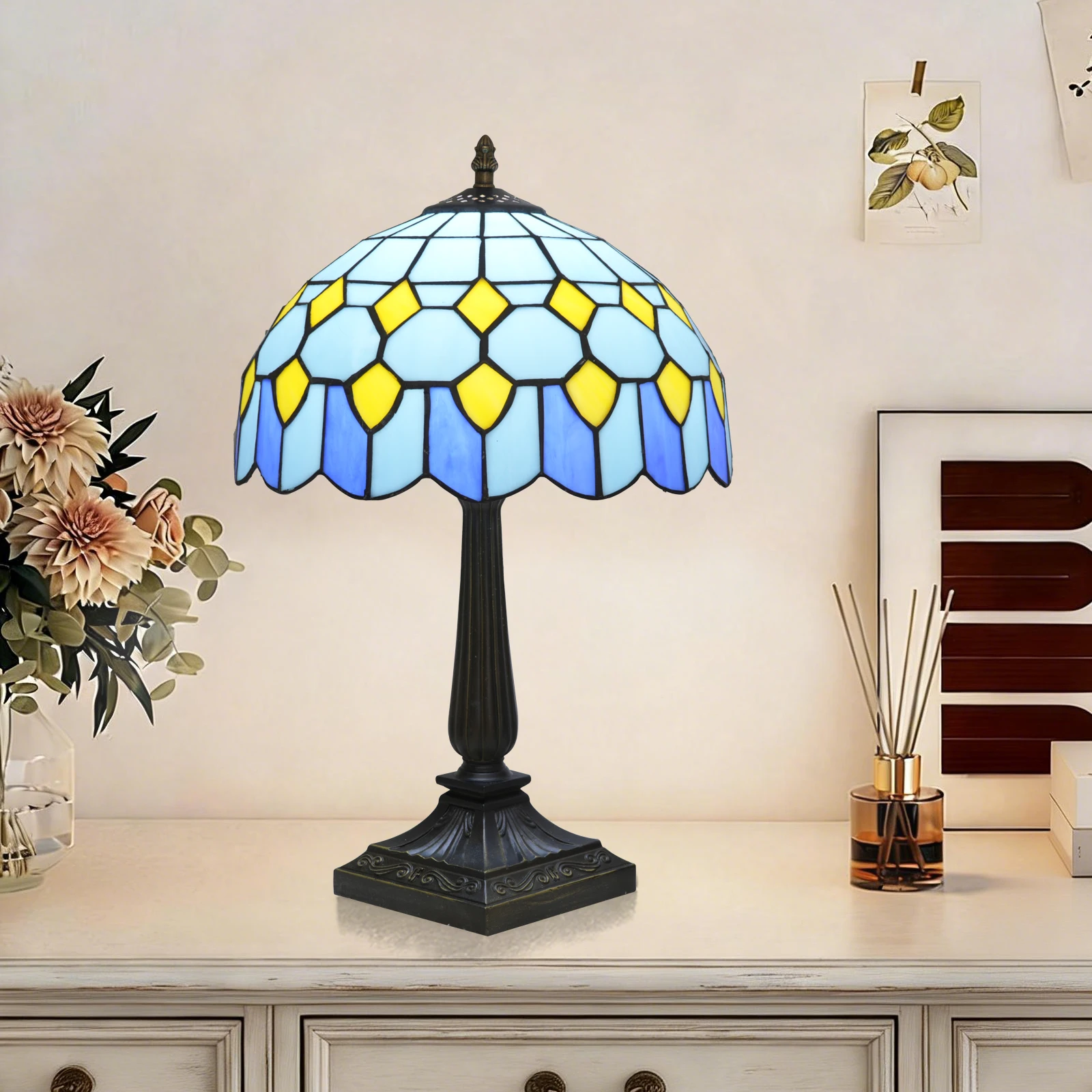 Colorful Tiffany Table Lamp Retro Mediterranean Home Decor for Living Room Bedroom Desk Light LED Stained Glass Lighting Fixture
Colorful Tiffany Table Lamp Retro Mediterranean Home Decor for Living Room Bedroom Desk Light LED Stained Glass Lighting Fixture