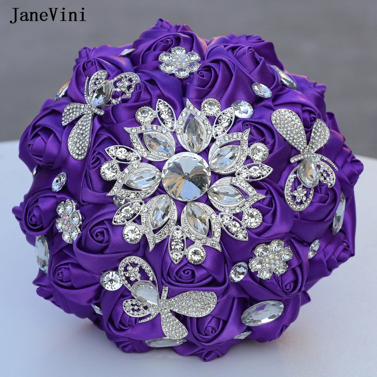 JaneVini Luxury Silver Rhinestones Jewelry Bridal Bouquets Artificial Satin Roses Purple European Wedding Bride Holding Flowers
JaneVini Luxury Silver Rhinestones Jewelry Bridal Bouquets Artificial Satin Roses Purple European Wedding Bride Holding Flowers