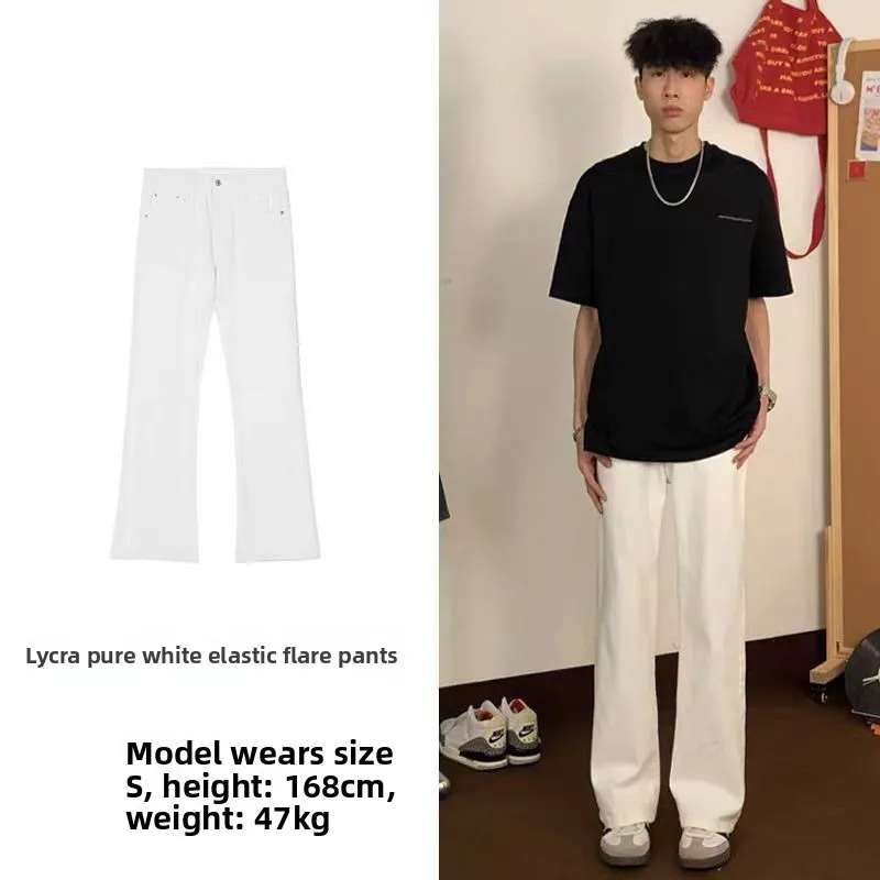 Pure White Elastic Denim Jeans Men's High Street Style Casual Loose Straight Leg Long Trousers Trendy Summer Jeans
Pure White Elastic Denim Jeans Men's High Street Style Casual Loose Straight Leg Long Trousers Trendy Summer Jeans