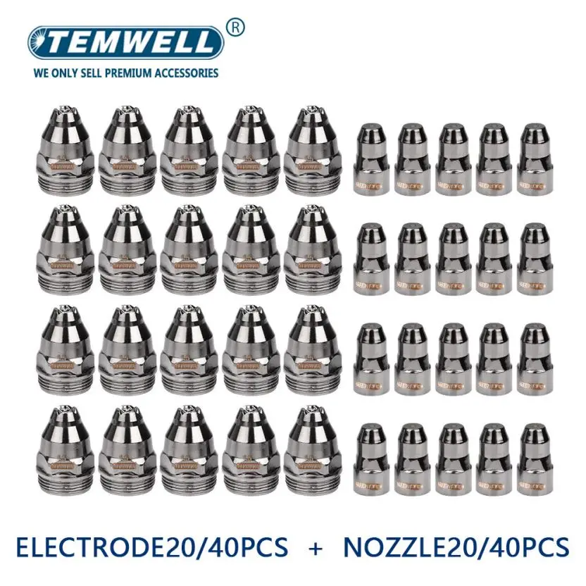 20/40Pcs P80 Plasma Electrode 1.1/1.3/1.5/1.7mm Nozzle Cutting Torch Copper Hafnium Wire Plasma Cutter Accessories wholesale
20/40Pcs P80 Plasma Electrode 1.1/1.3/1.5/1.7mm Nozzle Cutting Torch Copper Hafnium Wire Plasma Cutter Accessories wholesale