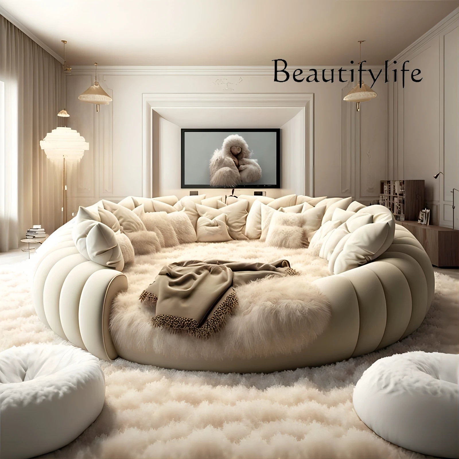 R Round Confortable Bed Aesthetics Quality King Size Apartment Unique Bed Frame Modern Wedding Cama De Casal Bedroom Furniture
R Round Confortable Bed Aesthetics Quality King Size Apartment Unique Bed Frame Modern Wedding Cama De Casal Bedroom Furniture