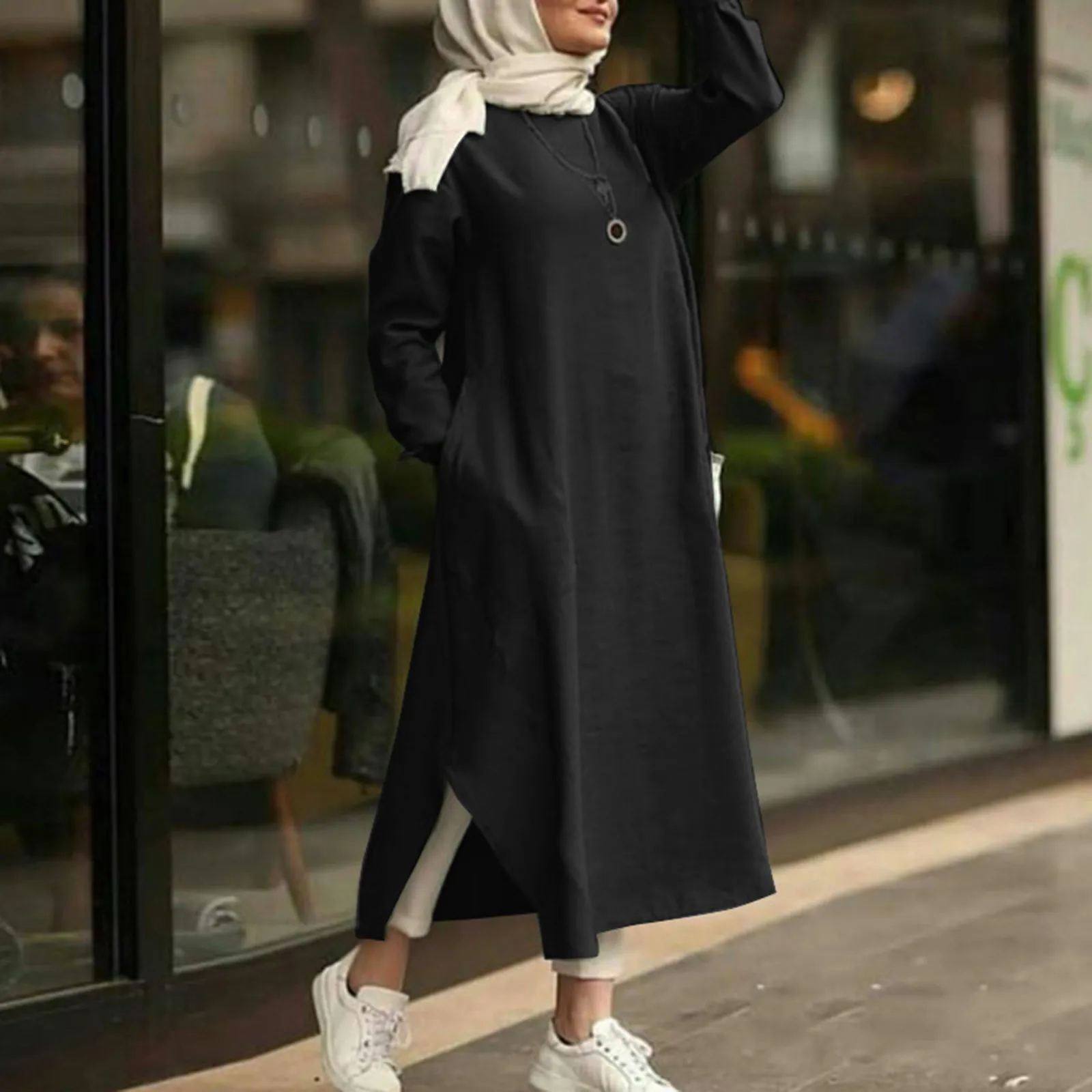 Muslim Women's Dress Morocco Abaya Solid Simple Loose Long Robe Islamic Ramadan Elegant Ladies Side Slit Dresses Summer New
Muslim Women's Dress Morocco Abaya Solid Simple Loose Long Robe Islamic Ramadan Elegant Ladies Side Slit Dresses Summer New