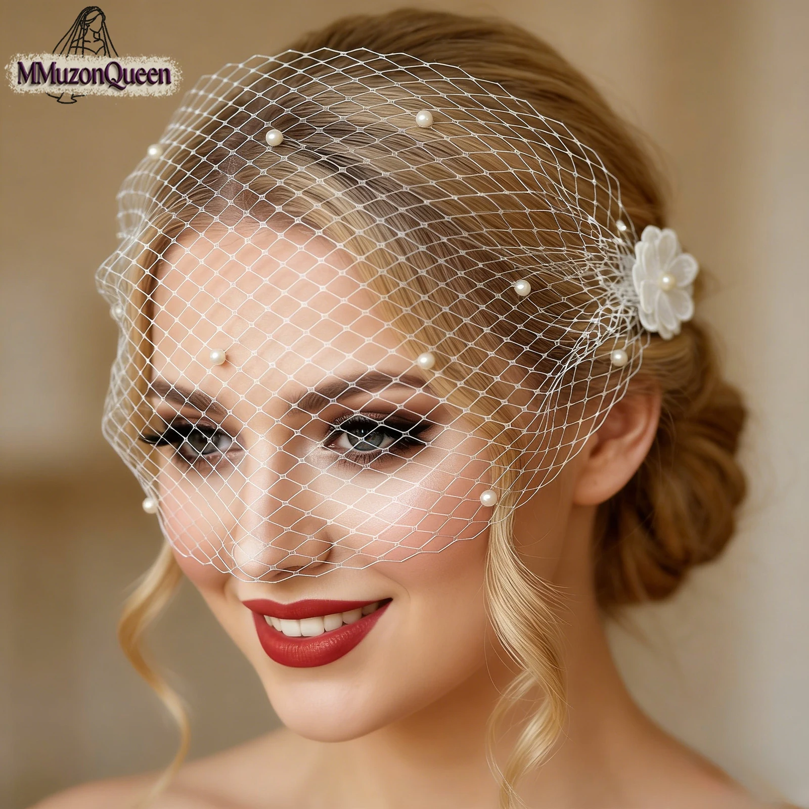 TOPQUEEN Simple Style Women's Birdcage-style Hollow Mesh Veil with White Floral Lattice Mesh and Pearl Embellishments VA04-A
TOPQUEEN Simple Style Women's Birdcage-style Hollow Mesh Veil with White Floral Lattice Mesh and Pearl Embellishments VA04-A