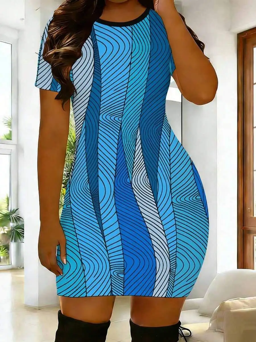 Womens Blue Abstract Print Bodycon Mini Dress Short Sleeve Round Neck Casual Party Wear
Womens Blue Abstract Print Bodycon Mini Dress Short Sleeve Round Neck Casual Party Wear
