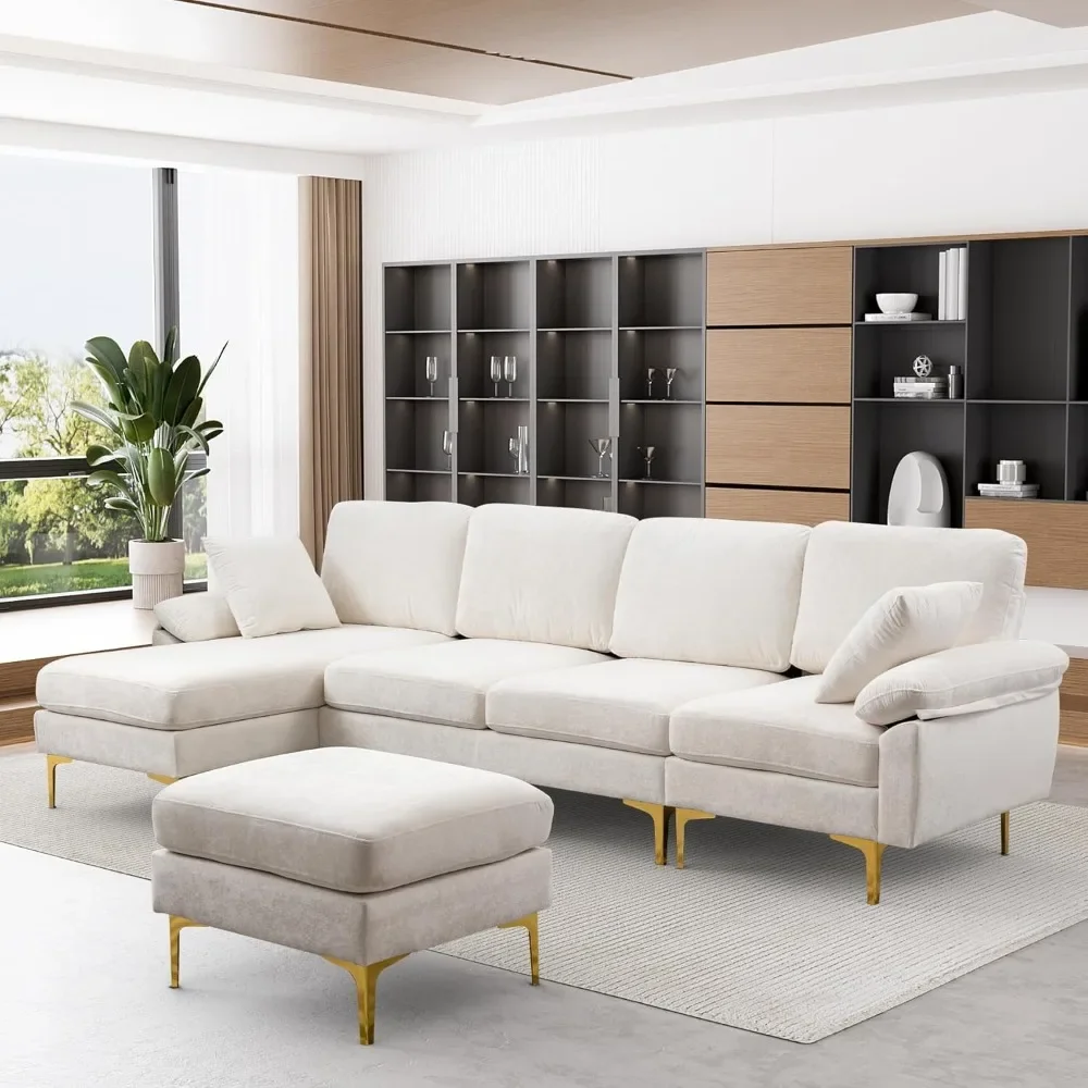U-Shaped Sectional Sofa Couch, 4 Seat Sofa Set for Living Room, Convertible L-Shaped Velvet Couch Set with Chaise Lounge
U-Shaped Sectional Sofa Couch, 4 Seat Sofa Set for Living Room, Convertible L-Shaped Velvet Couch Set with Chaise Lounge