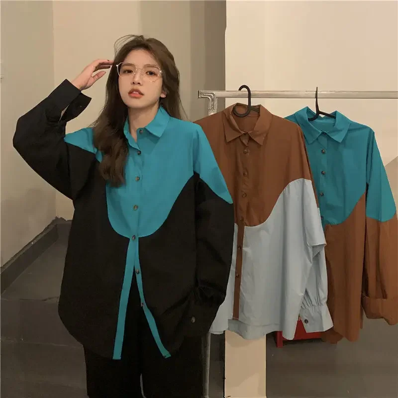 Shirts Women Popular All-match Ins Korean Style Street Wear Camisa Baggy Ulzzang Patchwork Design Neutral Feminino Retro Spring
Shirts Women Popular All-match Ins Korean Style Street Wear Camisa Baggy Ulzzang Patchwork Design Neutral Feminino Retro Spring
