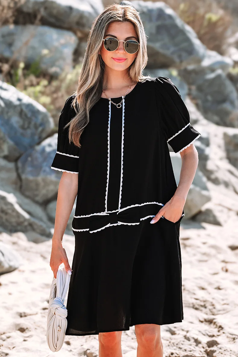 2025 Spring Summer New Pullover O Neck Loose Summer Dress For Women Commuting Style Black White Patchwork Short Skirt For Women
2025 Spring Summer New Pullover O Neck Loose Summer Dress For Women Commuting Style Black White Patchwork Short Skirt For Women